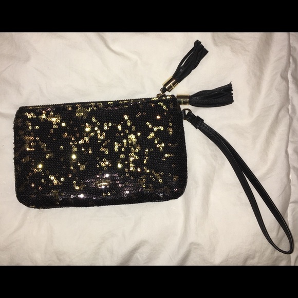 Juicy Couture Black/Gold Sequin Wristlet Wallet - Picture 3 of 5